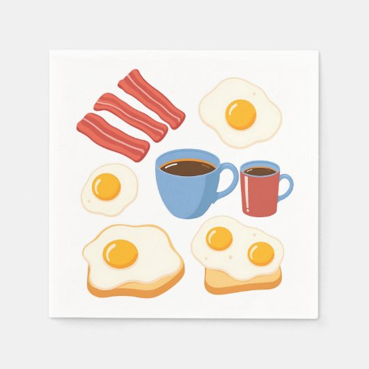 Modernes Flachdesign von Bacon Eggs Toast and Coff Serviette (Vorderseite)