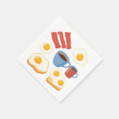 Modernes Flachdesign von Bacon Eggs Toast and Coff Serviette (Ecke)