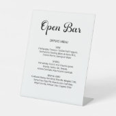 Modernes Flair Script Minimal Open Bar White Weddi Sockelschild (Vorderseite)