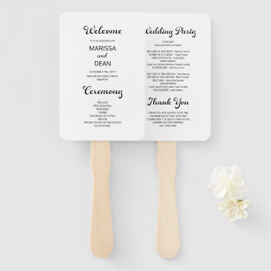 Modernes Flair Script Minimal White Wedding Progra Fächer