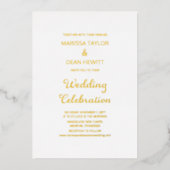 Modernes Flair Script Minimalistisch White Wedding Folieneinladung (Vorderseite)
