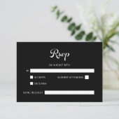Modernes Flair Script Minimalistisch White Wedding RSVP Karte (Stehend Vorderseite)