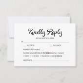 Modernes Flair Script Minimalistisch White Wedding RSVP Karte (Vorderseite)