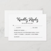Modernes Flair Script Minimalistisch White Wedding RSVP Karte (Vorne/Hinten)