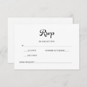 Modernes Flair Script Minimalistisch White Wedding RSVP Karte (Vorne/Hinten)