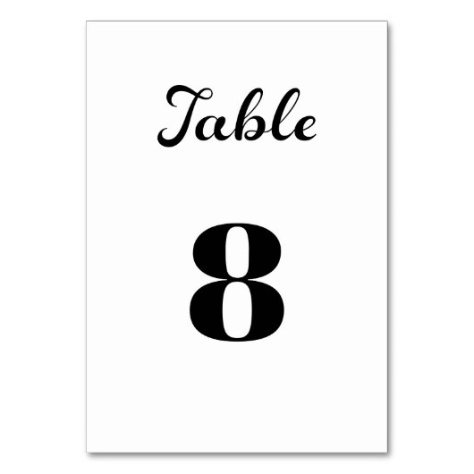 Modernes Flair Script Minimalistisch White Wedding Tischnummer (Vorderseite)