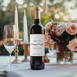 Modernes Flair Script Minimalistisch White Wedding Weinetikett