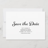Modernes Flair Script White Wedding Save the Date Einladung (Vorderseite)