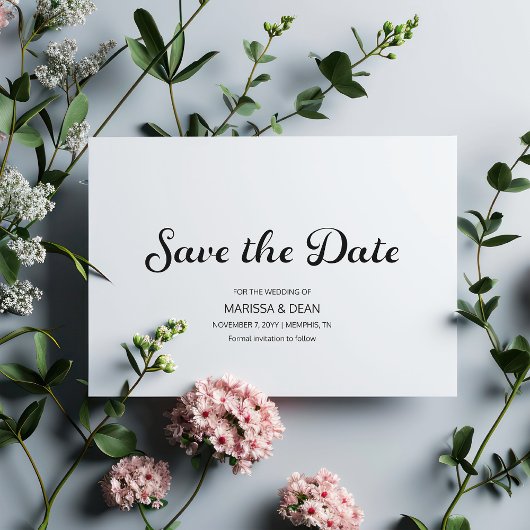 Modernes Flair Script White Wedding Save the Date Einladung