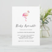 Modernes Flamingo | Einladung von Baby Sprinkle (Stehend Vorderseite)