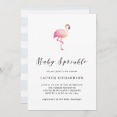 Modernes Flamingo | Einladung von Baby Sprinkle (Vorne/Hinten)