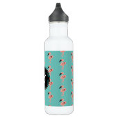 Modernes Flamingo Illustration Palm Wreath Monogra Edelstahlflasche (Rechts)