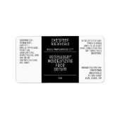 modernes Flaschenetikett mit weißer und schwarzer  Adressaufkleber (Vorne)