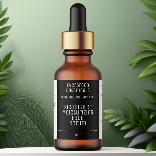 modernes Flaschenetikett mit weißer und schwarzer  Adressaufkleber