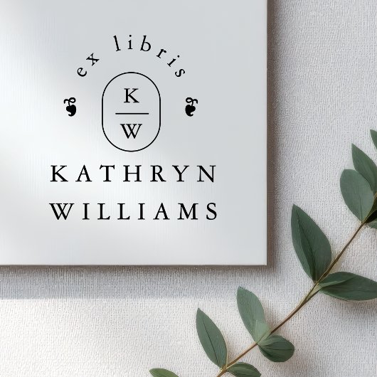 Modernes Fleuron Monogram Ex Libris Buchzeichen Bo Gummistempel