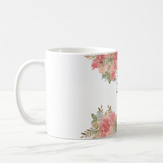 Modernes Floral 1 John 4:19 Kaffeetasse (Links)