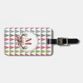 Modernes Floral Antler Monogramm Gepäckanhänger (Vorderseite horizontal)