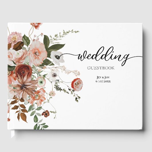 Modernes Floral Bouqet Wedding Gästebuch (Vorderseite)