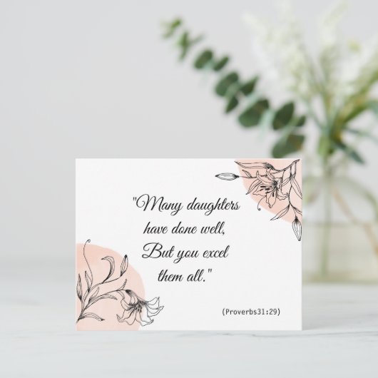 Modernes Floral Elegantes Rosa Spirituelle Bibelve Postkarte (Stehend Vorderseite)
