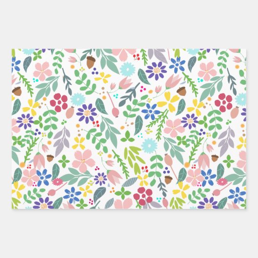 Modernes Floral Geschenkpapier Set (Vorderseite)