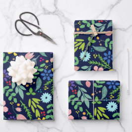Modernes Floral Geschenkpapier Set