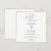 Modernes Floral Lily Valley Black Gold Brautparty Einladung (Vorne/Hinten)