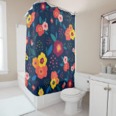 Modernes Floral Muster fett blaues Korallen Duschvorhang (Beispiel)