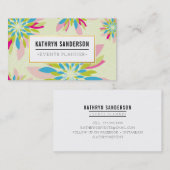 MODERNES FLORAL PATTERN Gold Logo Blume grün pink Visitenkarte (Vorne/Hinten)