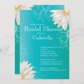 Modernes Floral Türkis Blue Daisy Brautparty Einladung (Vorne/Hinten)
