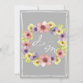 Modernes Floral Wasserfarben Grau Probe Abendessen Einladung (Rückseite)