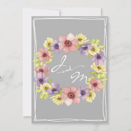 Modernes Floral Wasserfarben Grau Probe Abendessen Einladung (Rückseite)