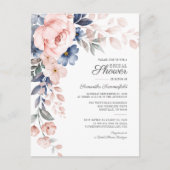 Modernes Floral Watercole Script Rosa Brautparty Einladungspostkarte (Vorderseite)