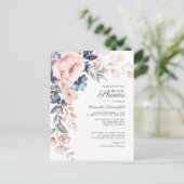 Modernes Floral Watercole Script Rosa Brautparty Einladungspostkarte (Stehend Vorderseite)