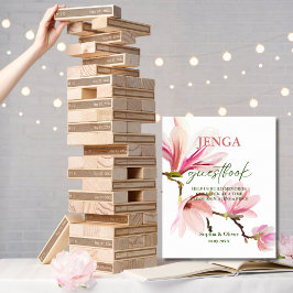Modernes Floral Wedding Jenga Gästebuchzeichen Poster
