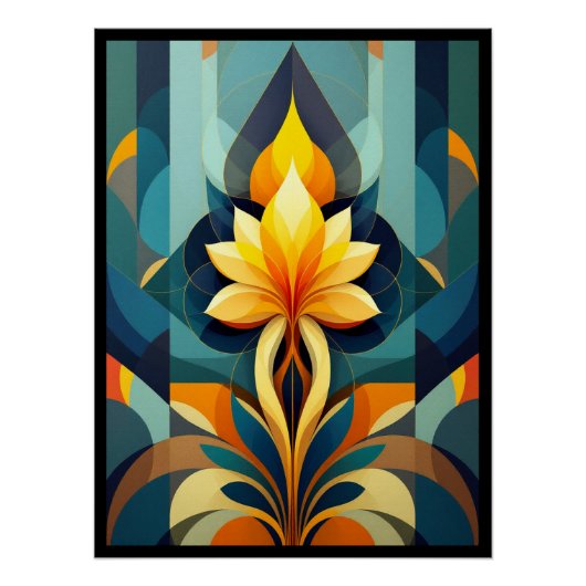 Modernes, florales Art Deco Poster. Poster (Vorderseite)