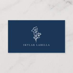 Modernes, florales Botanisches Line-Art Logo Mitte Visitenkarte