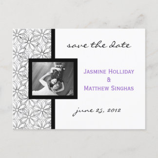 Modernes florales Foto Save the Date Ankündigungspostkarte