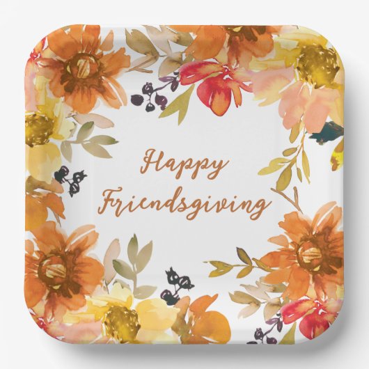 Modernes Florales Friendsgiving  Pappteller (Vorderseite)