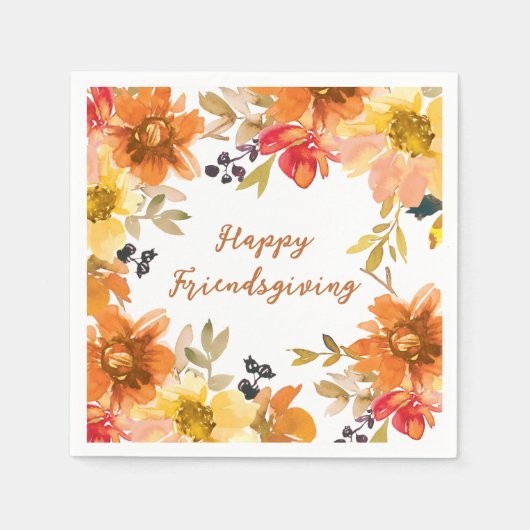 Modernes Florales Friendsgiving Serviette (Vorderseite)