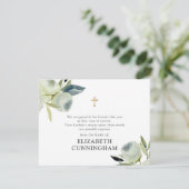 Modernes, florales Gold-Kreuz Dankeskarte (Stehend Vorderseite)