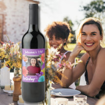 Modernes, florales Lila Happy 21. Geburtstag Foto