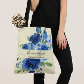 Modernes florales Navy-Yellow-Geschäft Tasche (Von Nahem)