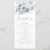 Modernes Florals Dusty Blue Text Wedding Menu Karte (Vorderseite)
