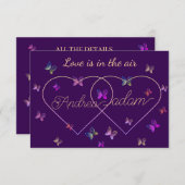 modernes Flugschmetterlingsherz Begleitkarte (Vorne/Hinten)