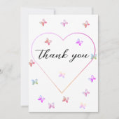 modernes Flugschmetterlingsherz Dankeskarte (Vorderseite)