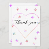 modernes Flugschmetterlingsherz Dankeskarte (Vorne/Hinten)