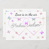 modernes Flugschmetterlingsherz Einladung (Vorne/Hinten)