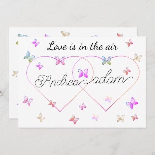 modernes Flugschmetterlingsherz Einladung (Vorne/Hinten)