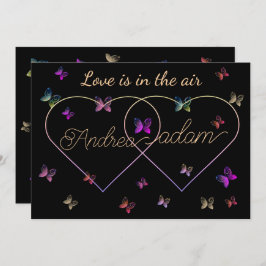 modernes Flugschmetterlingsherz Einladung