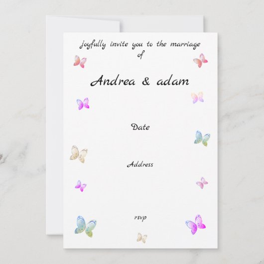 modernes Flugschmetterlingsherz Einladung (Rückseite)